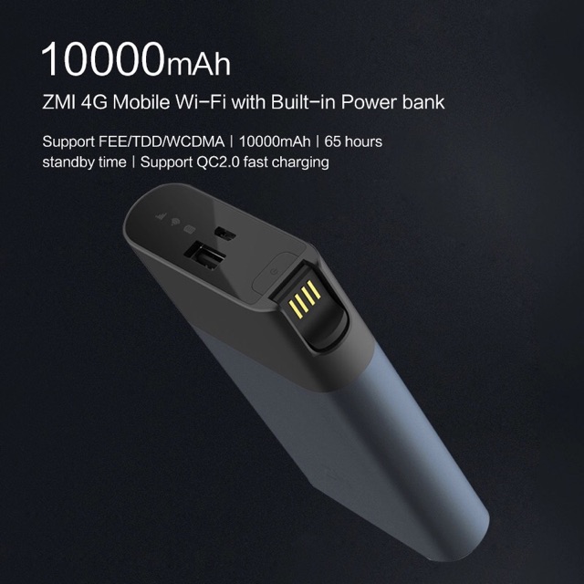 Pin dự phòng ZMI MF885 10000 mAh kiêm phát WiFi từ SIM 4G | BigBuy360 - bigbuy360.vn