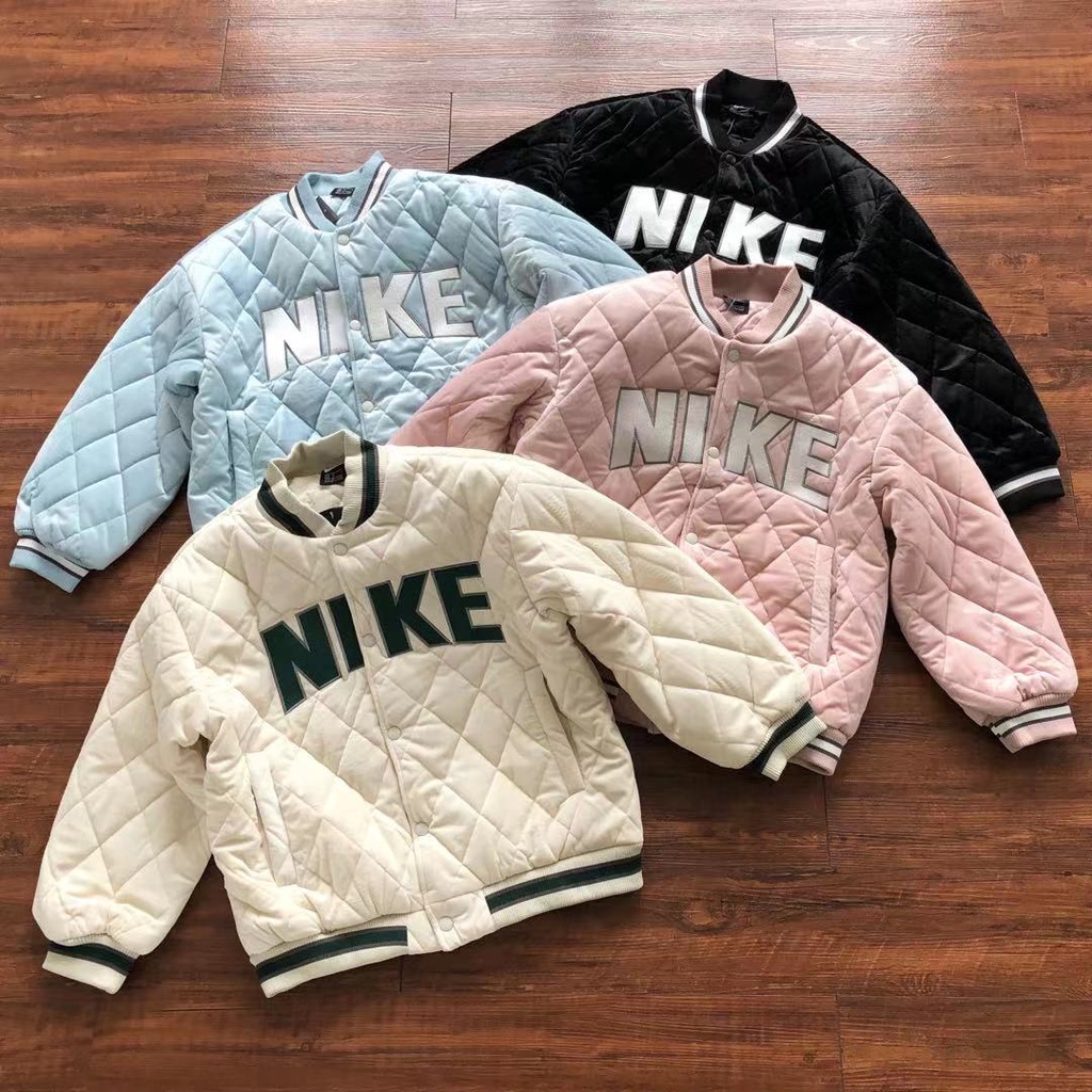 Áo khoác bomber thêu chữ Nike lót nỉ siêu ấm dành cho mùa đông phù hợp cho cả nam và nữ