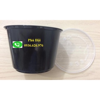 100 Hộp nhựa tròn đen 600ml kèm nắp
