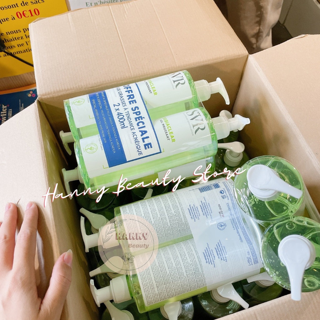 Sữa rửa mặt SVR 400ml Hanny Beauty SVR Sebiaclear Gel dành cho da dầu da nhạy cảm và da mụn | BigBuy360 - bigbuy360.vn