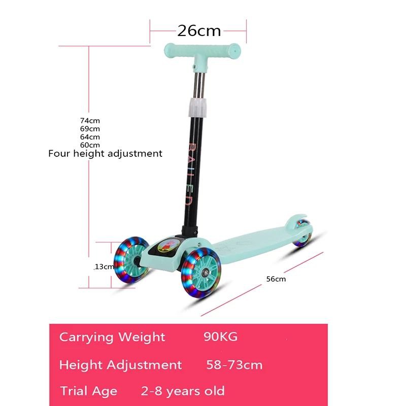 Xe trượt scooter xe scooter cho bé 3 bánh có đèn gấp gọn