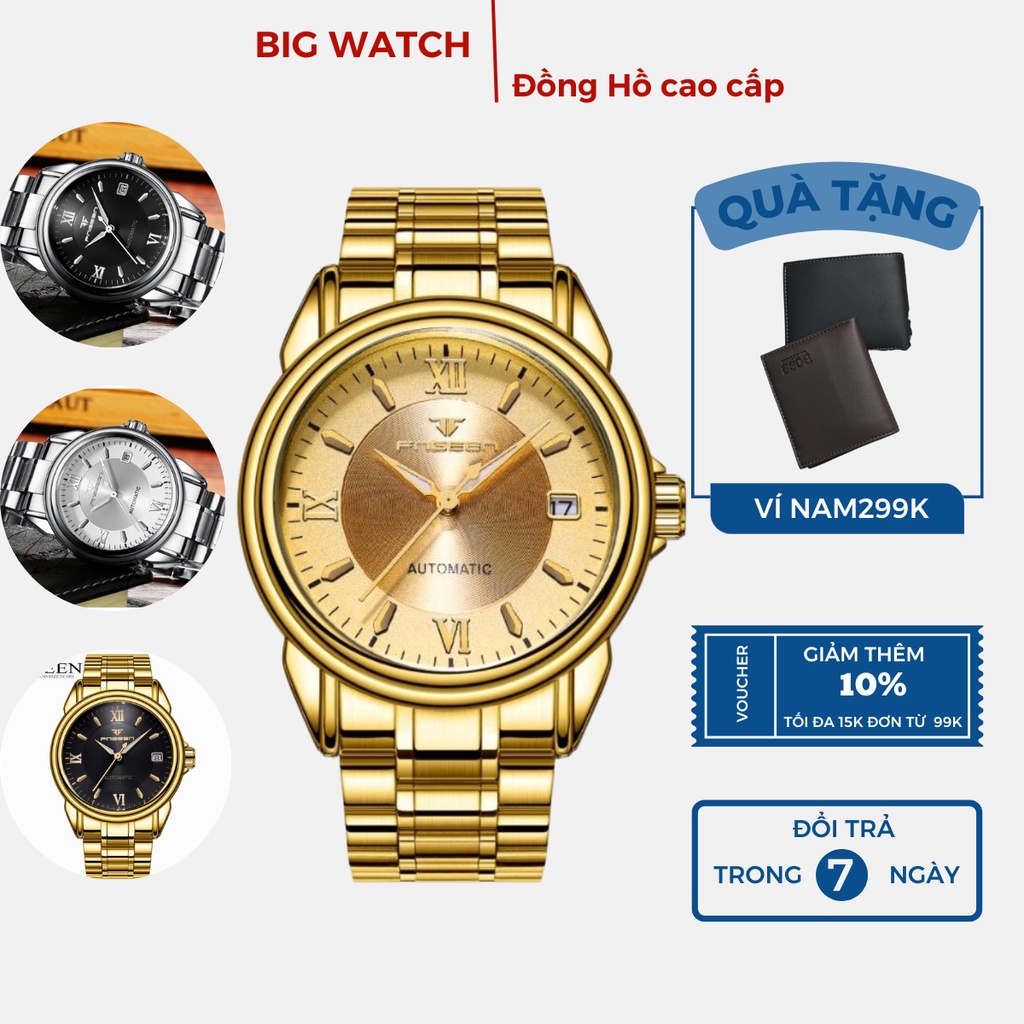 Đồng Hồ Nam Fngeen Máy Cơ dây kim loại auto cao cấp có lịch ngày MA14 - BIG WATCH0