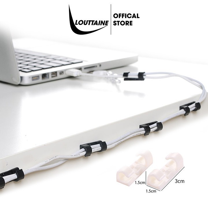 Nẹp cố định dây điện dán tường - bộ 20 cái kèm miếng dán, kẹp giữ dây điện, dùng để đi đường dây điện / cáp