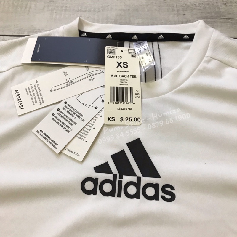 Áo Adidas ngắn tay nam Men's Primeblue Designed 2 Move 3-Stripes Tee, Màu Trắng GM2135