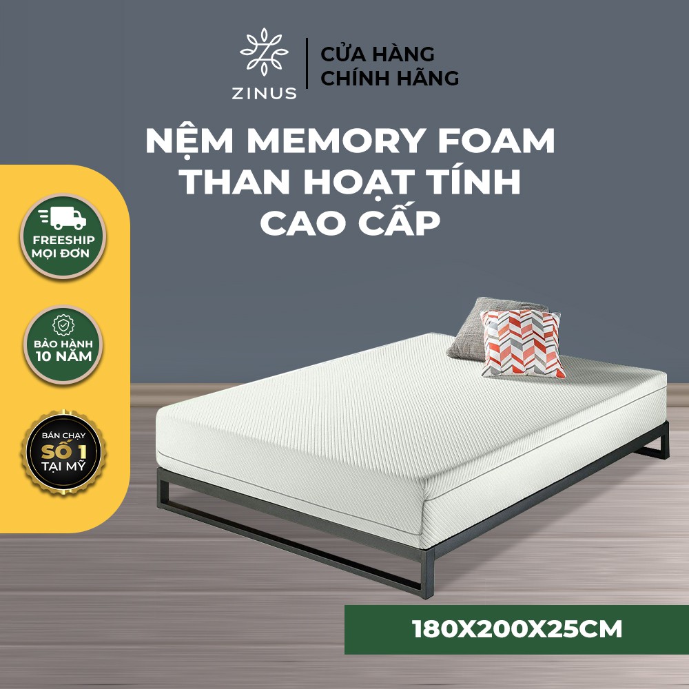 Nệm Foam Cuộn Hút Chân Không Than Hoạt Tính Cao Cấp Zinus