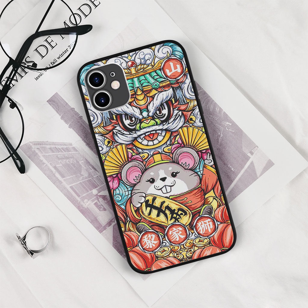 Ốp Lưng iphone in hình chuột con  và lân sư ECOMEX dòng 5 6 7 8 Plus 11 12 Pro Max X Xr MYS20220276