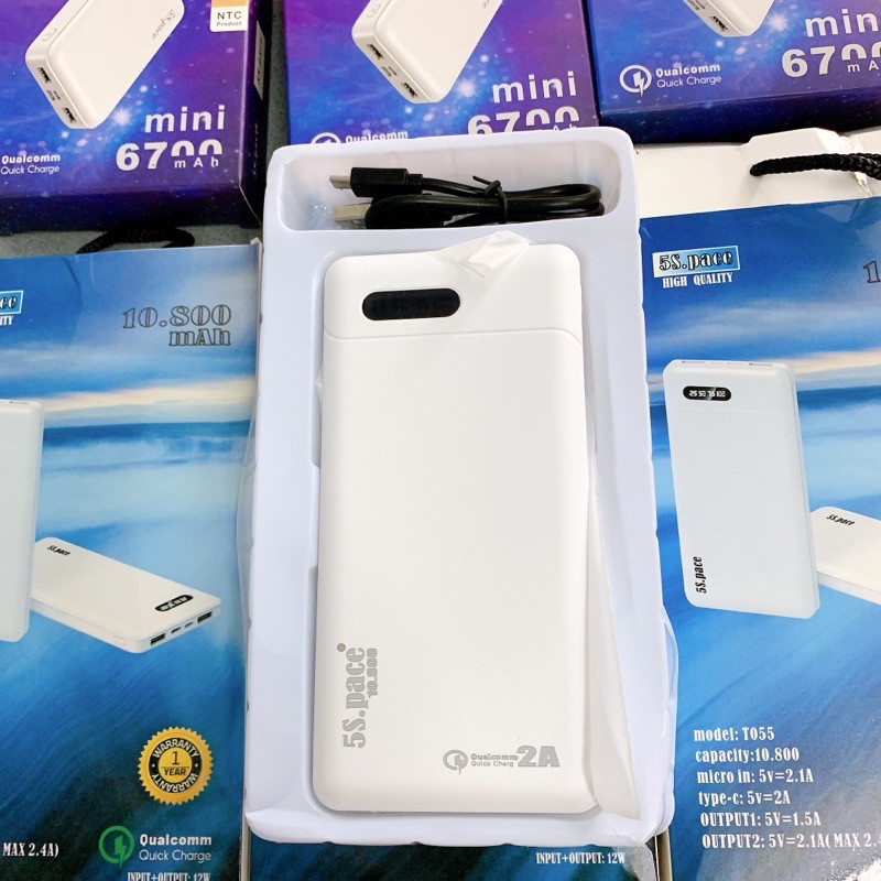 Pin sạc dự phòng HIGH QUALITY 5S. pace 10.800 mah mỏng gọn