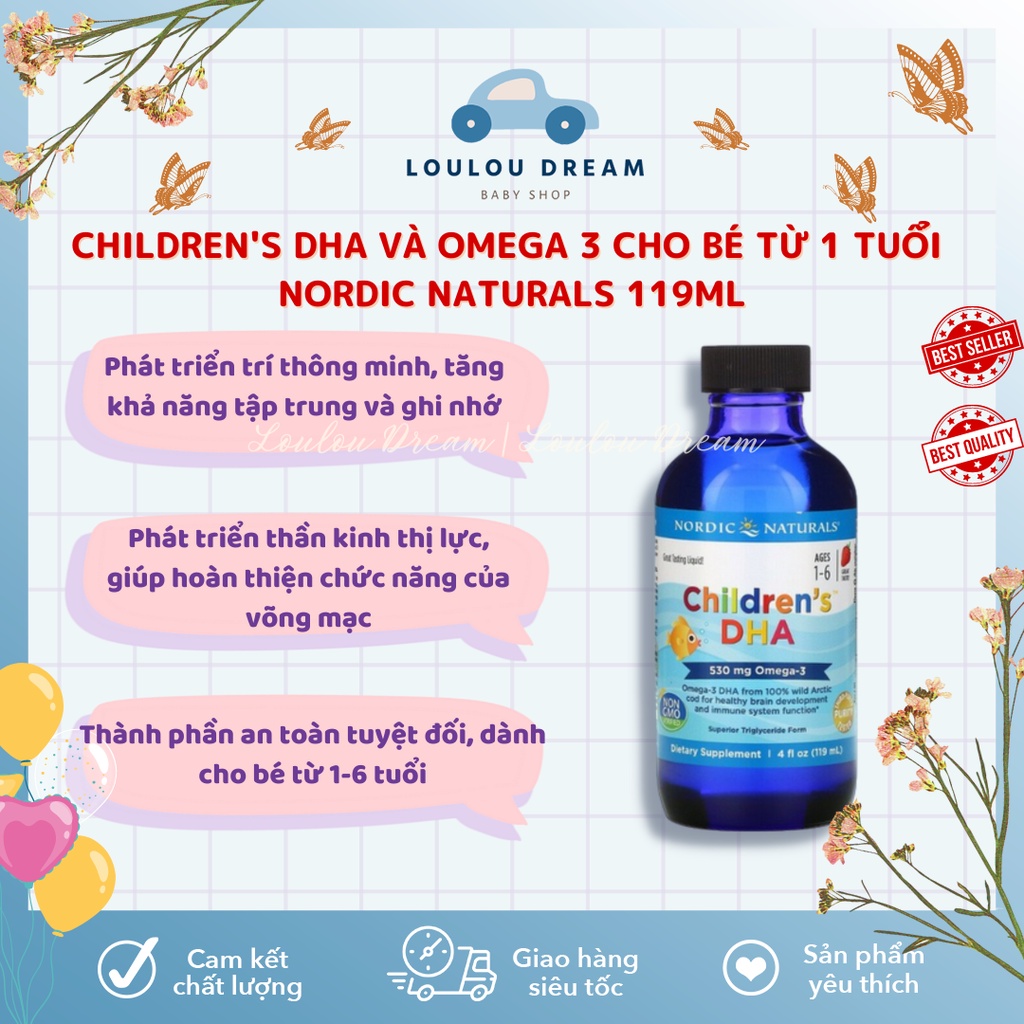 DHA Omega3 Nordic Naturals Children cho bé từ 1 tuổi 119ml/237ml