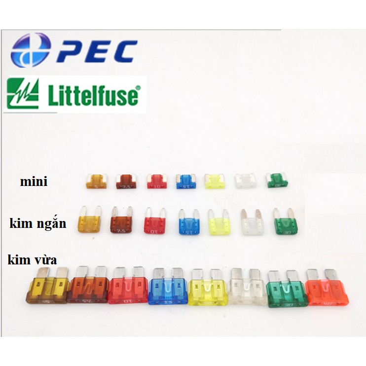 Cầu chì ô tô kim mini, kim ngắn, kim vừa loại tốt chính hãng (Hàng mới PEC Japan, Life Fuse Mỹ)