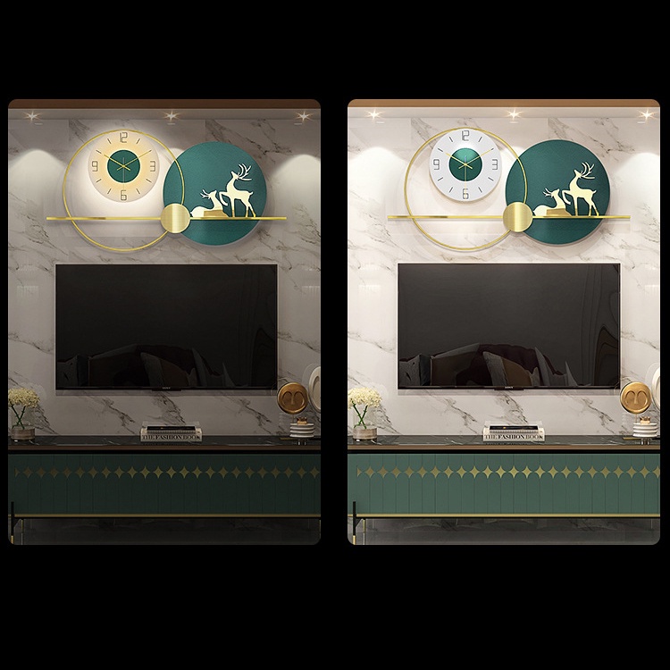 Đồng hồ treo tường vòng mã hươu sáng tạo SENCOM, đồng hồ trang trí decor phòng khách - 139