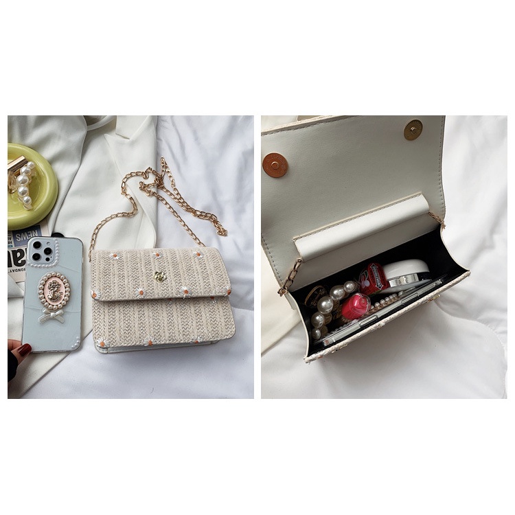 Túi cói Vai Đan Rơm Họa Tiết Hoa Thời Trang Mùa Hè Sành Điệu Cho Nữ