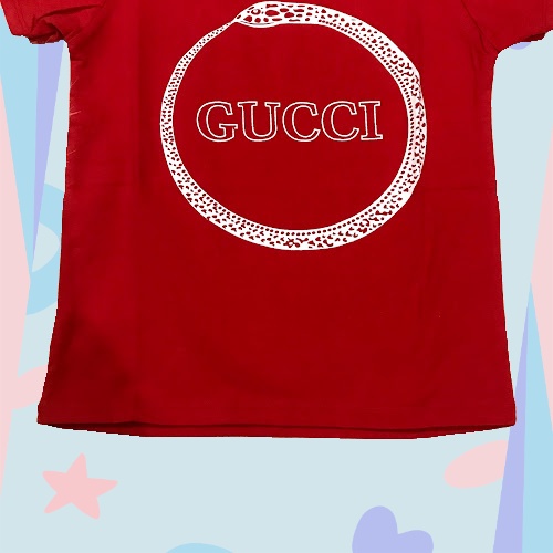 Áo thun cộc tay bé trai , Áo phông trẻ em 1- 6 tuổi họa tiết chữ GUCCI hình tròn A02