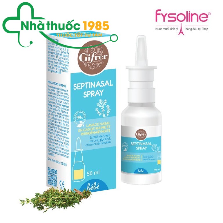 (Nhập khẩu chính hãng) Xịt muối biển kháng Khuẩn Gifrer Dạng Xịt Pháp 50ml dung dịch rửa mũi thảo dược an toàn