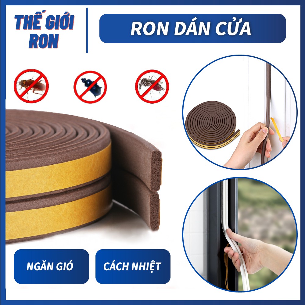 2 Mét Ron Chặn Cửa, Miếng Chặn Khe Cửa Chữ I Dày 2mm Dán Khung Cửa Ngăn Bụi, Muỗi