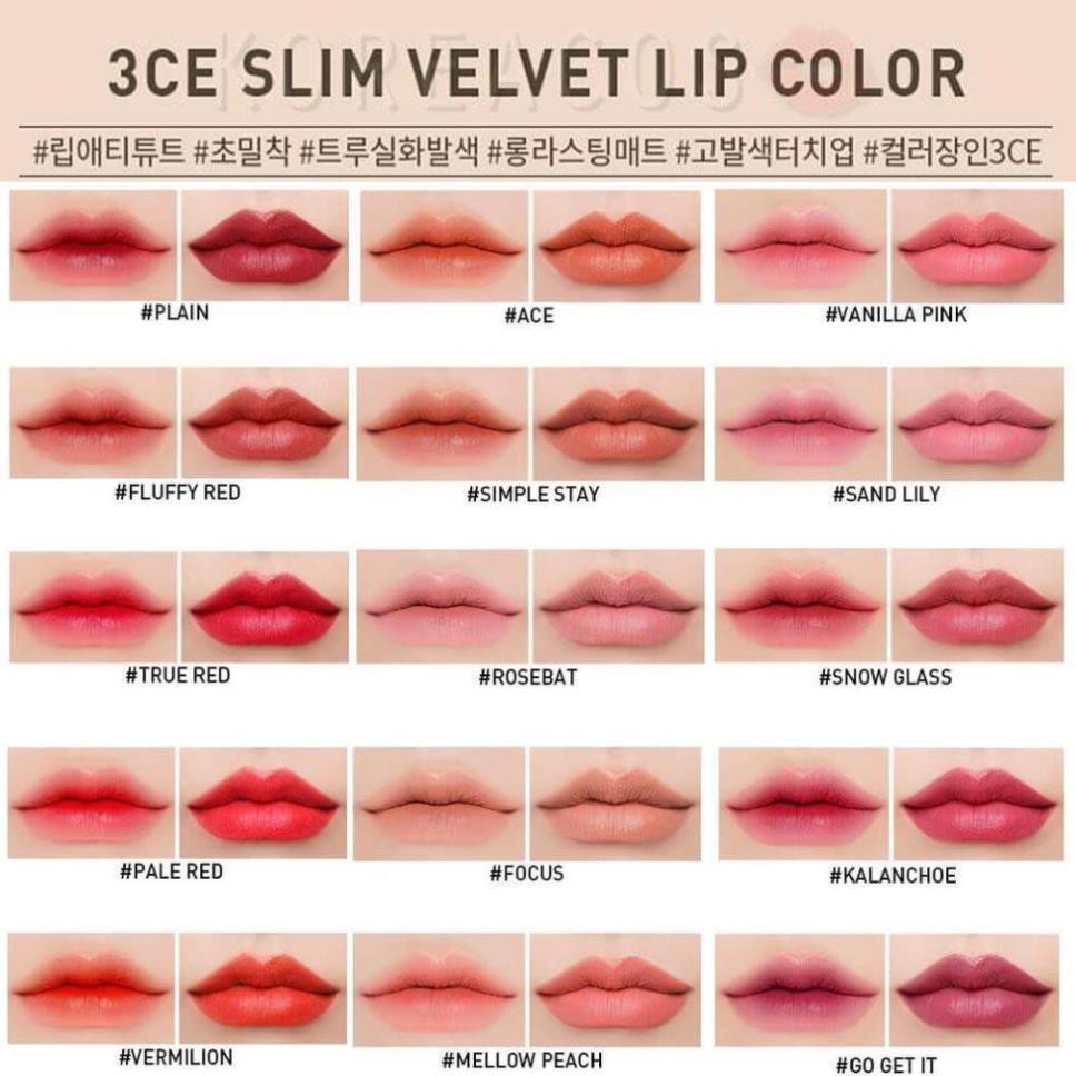 [CHÍNH HÃNG] Son Thỏi Lì 3CE Slim Velvet Lip Color | BigBuy360 - bigbuy360.vn