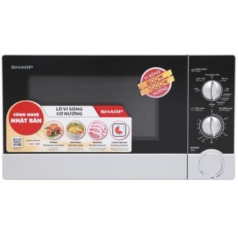 Lò Vi Sóng Cơ Có Nướng Sharp 23L Viba 800W Nướng 1000W - Hàng Chính Hãng