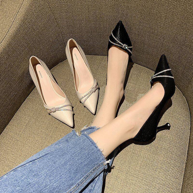 Giày Nữ Giày Cao Gót Mũi Nhọn Đính Đá A3