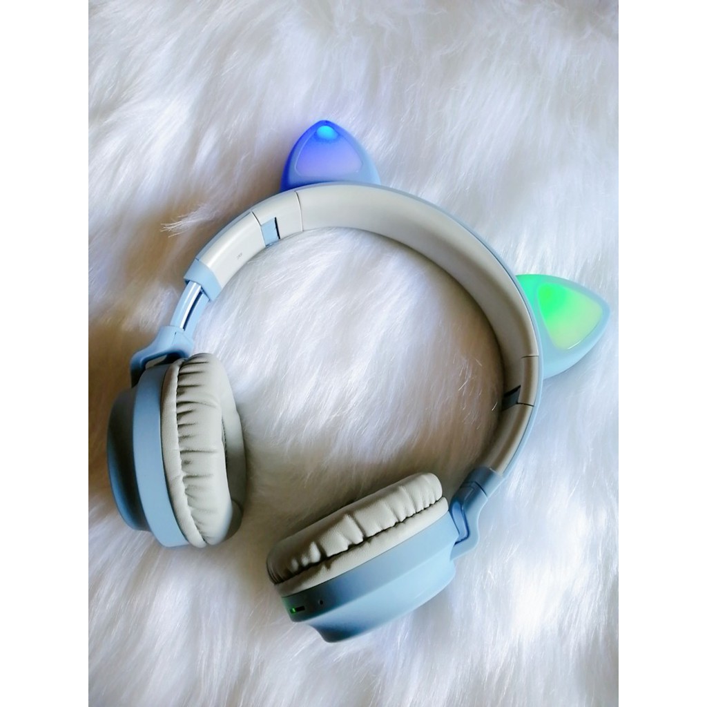 Tai nghe mèo Bluetooth không dây cực đáng yêu, có đèn LED nháy, micro, âm thanh sống động | BigBuy360 - bigbuy360.vn
