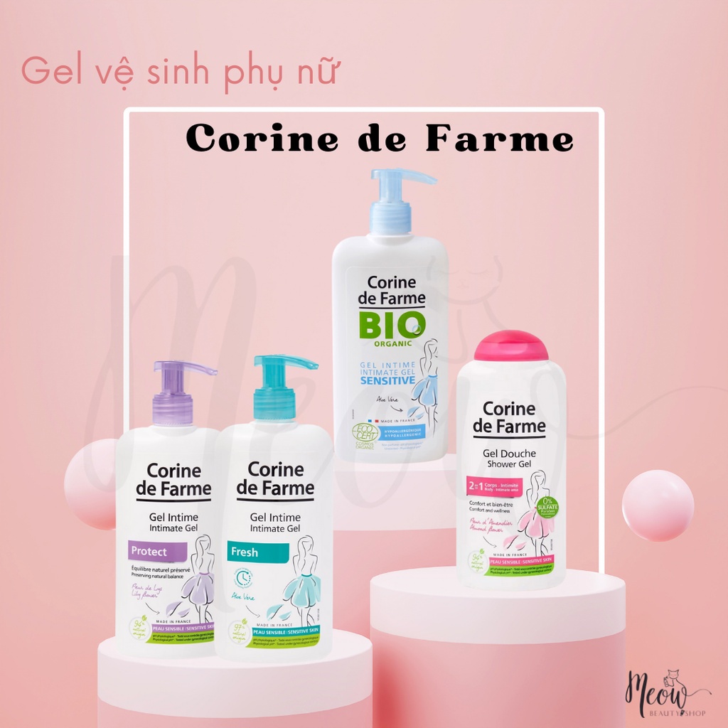 Gel vệ sinh phụ nữ giúp làm sạch, dưỡng ẩm Corine de Farme Intimate Gel 250ml