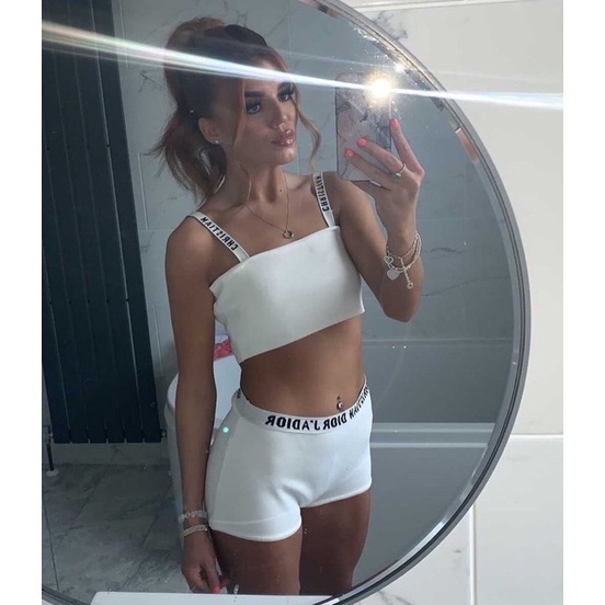 Bralette + Quần Sịp Màu Xanh Chéo Kỹ Thuật Cotton