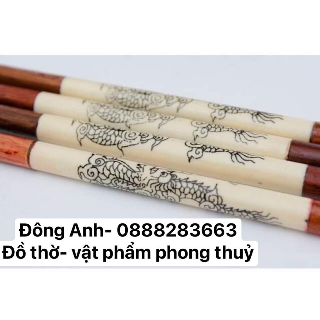 Bộ Đũa Thờ Gỗ Hương 10 Đôi Hình Dải Quạt Trang Trí Ban Thờ