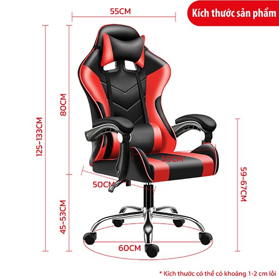 CHAIR-(Có 2 Gối ) Ghế game cao cấp dành cho game thủ chân xoay 306 độ, ngã 135 độ model mới E-02S (RED)