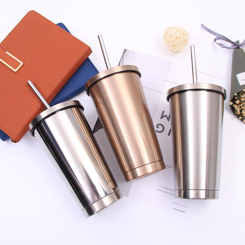 ﺴ❁cốc đựng nước bằng thép không gỉ 304 tách trà sữa dành cho người lớn Tách trà học sinh bằng ống hút Phiên bản hàn quốc