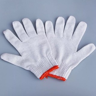 Combo 2 Cặp (4 chiếc) Găng tay sợi bảo hộ lao động màu trắng.