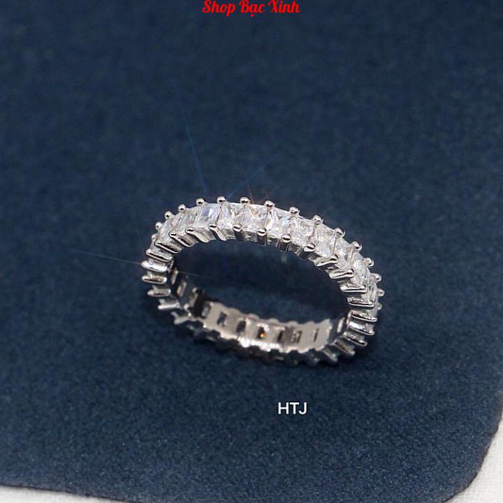 Nhẫn bạc nữ, nhẫn dính đá, full đá