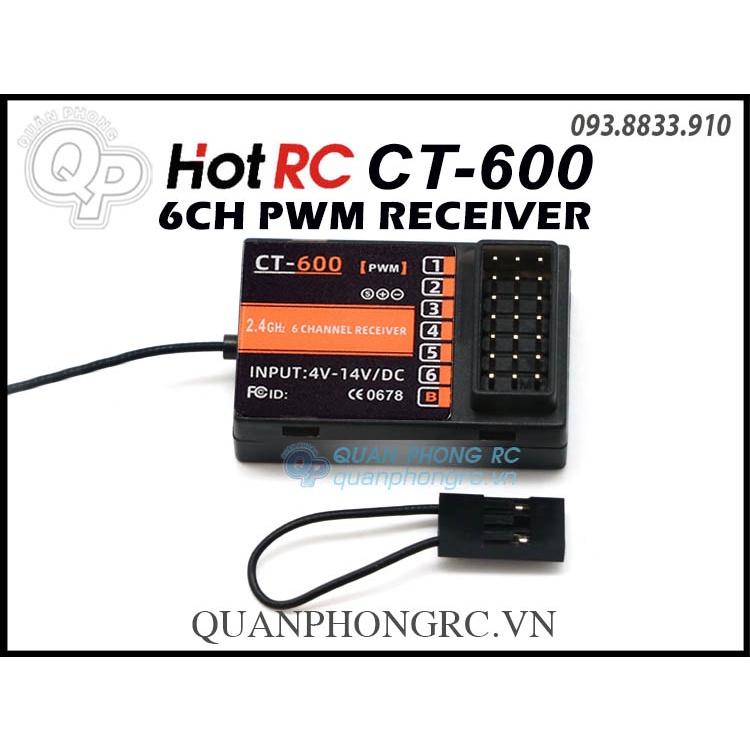 Bộ Thu Sóng HOTRC CT-600 6CH PWM Receiver Cho Xe Và Tàu