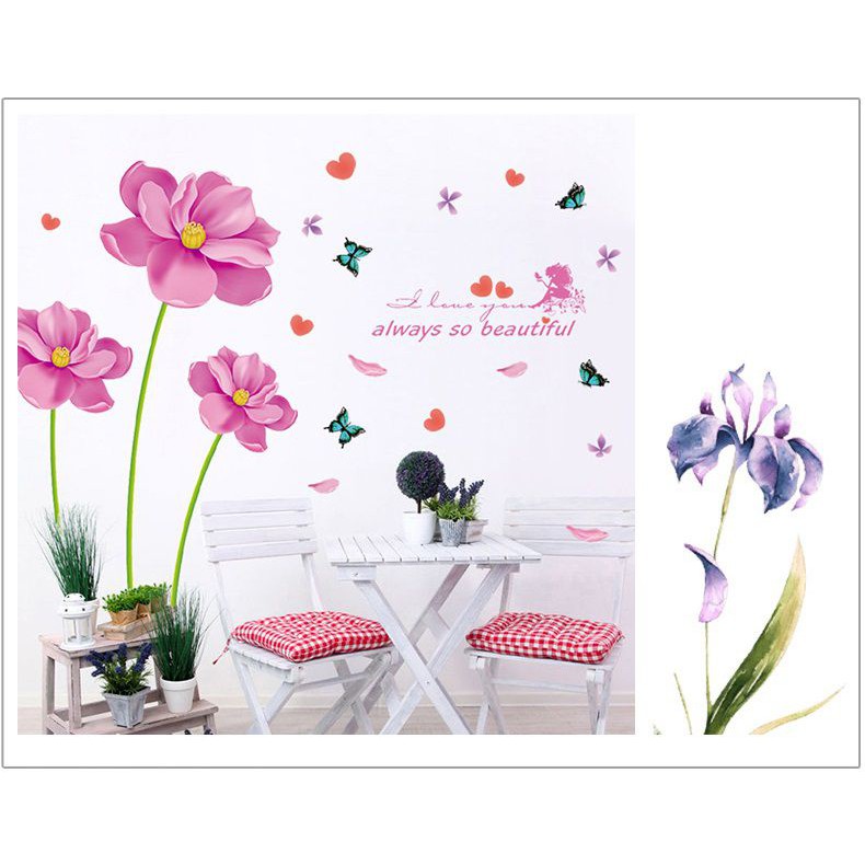 Decal dán tường Hoa hồng cánh kép - MSP: DH069