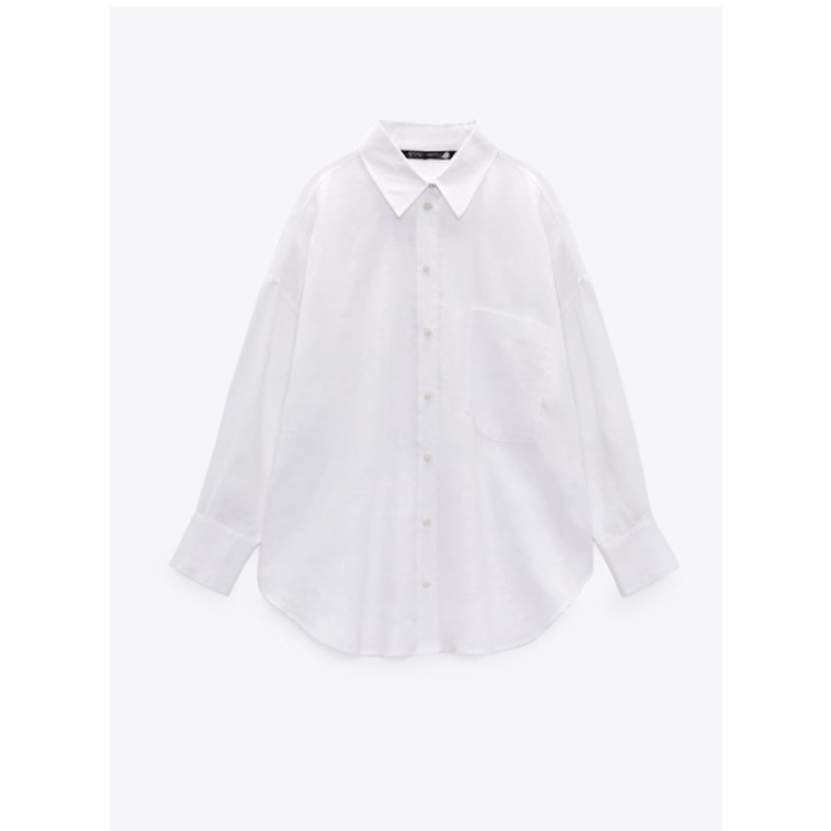 Áo Sơ Mi Zara Vải Lanh Phối Túi Thời Trang Mùa Xuân Cá Tính 8372034