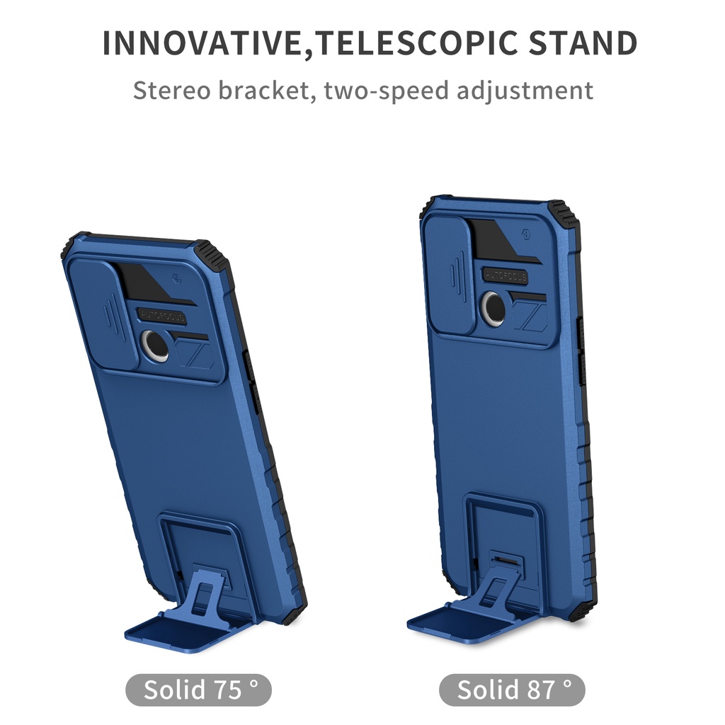 Ốp Điện Thoại Nhựa Cứng Có Giá Đỡ Dạng Đẩy Bảo Vệ Camera Cho OPPO Realme 9i / 7i / 5 / 5i / 5s / 6i / C17