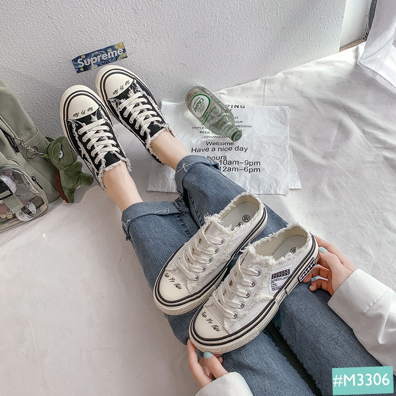 Giày Sục Nữ MINSU M3306 Style Giày Lười Thể Thao Sneaker Bata Rách Hàn Quốc Giúp Bạn Gái Năng Động Khi Đi Chơi, Đi Học