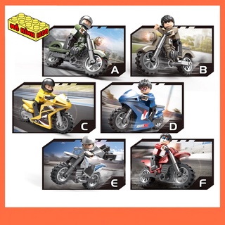 Đồ chơi xếp hình lego giá rẻ Qihao mô hình xe đua moto tốc độ cao độc đáo và minifigures tay đua xe đẹp trai cho bé