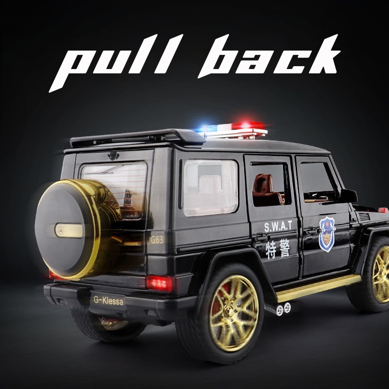 Mô Hình Xe Cảnh Sát Mercedes Benz G63 Tỉ Lệ 1: 24 Bằng Hợp Kim Có Đèn Và Nhạc