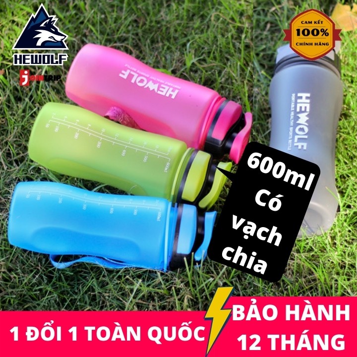 Bình nước thể thao du lịch dã ngoại dung tích 600ml Hewolf HW1709 - Hàng chính hãng