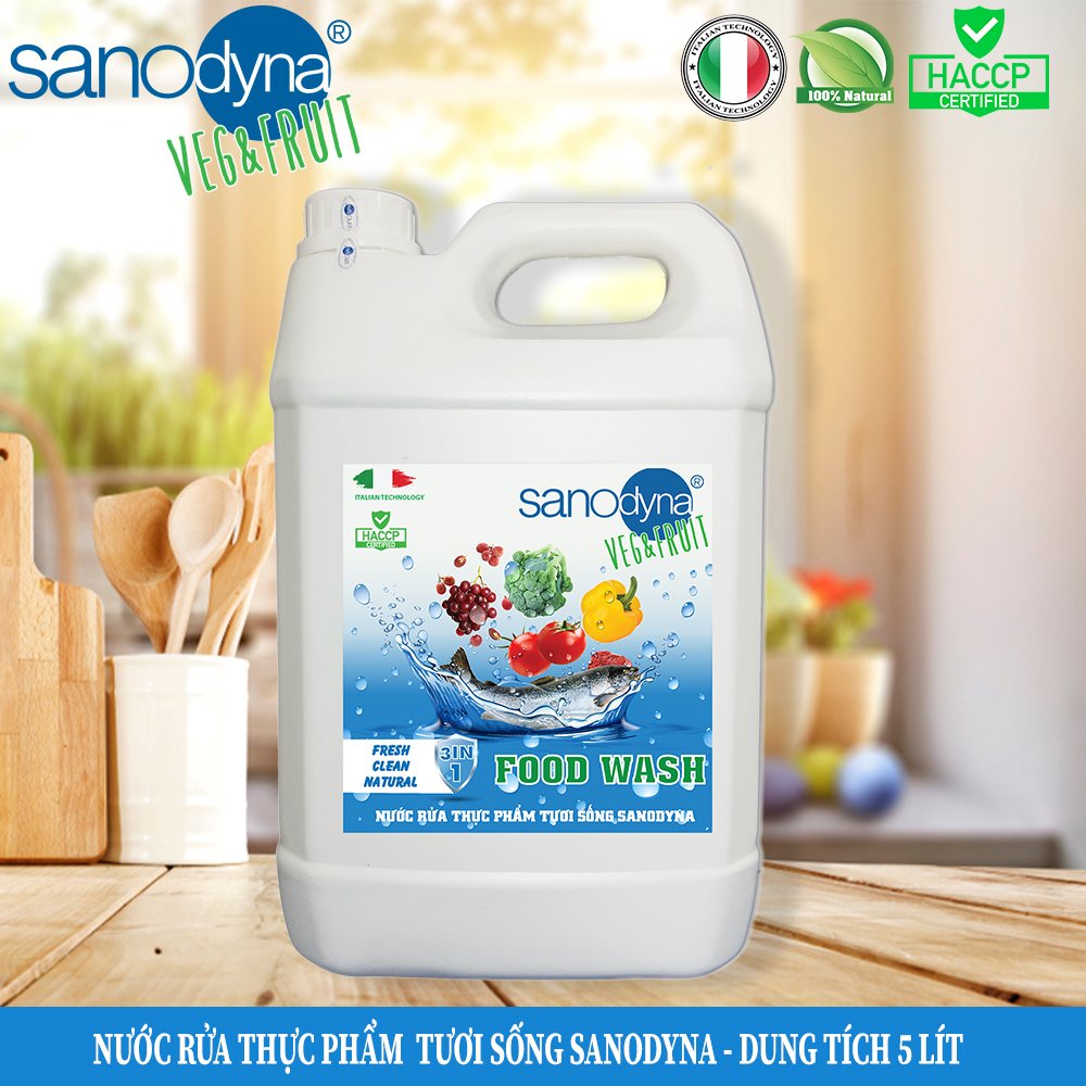 Nước rửa thực phẩm tươi sống Sanodyna Food Wash - 100% Tự Nhiên - thương hiệu từ ITALY – Dung tích 5L F5L