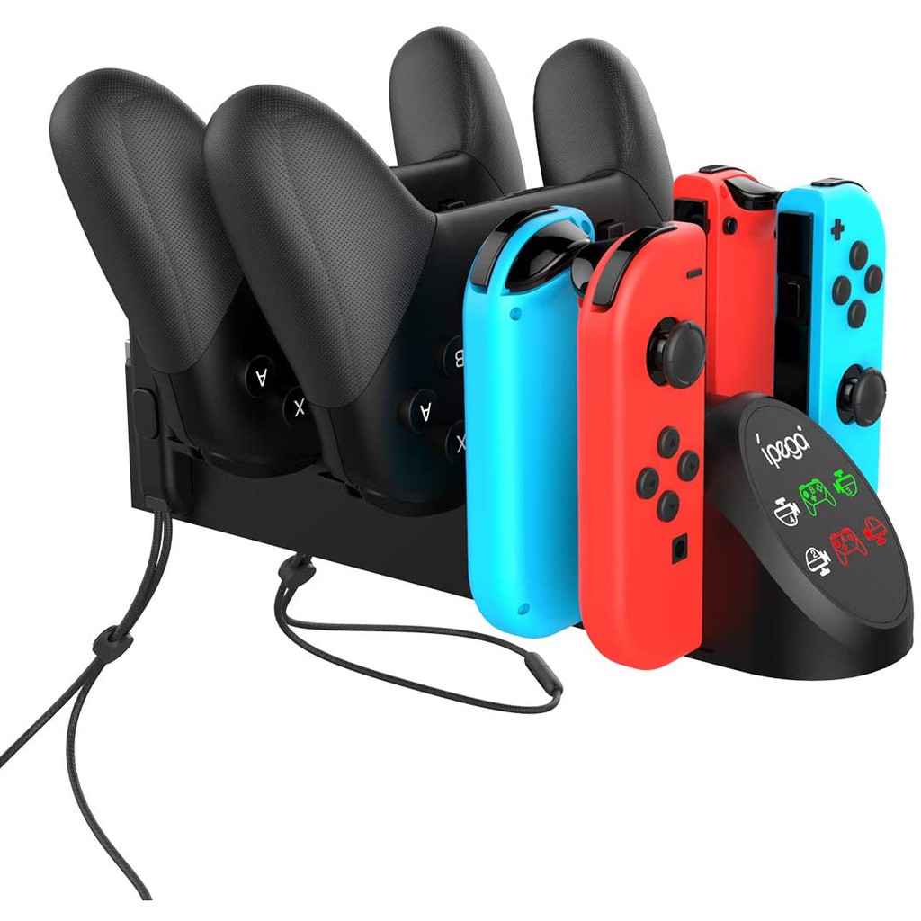 iPega PG 9187 đế sạc đa năng cho máy Nintendo Switch 6in1 có đèn báo led, sạc joycon, tay cầm pro