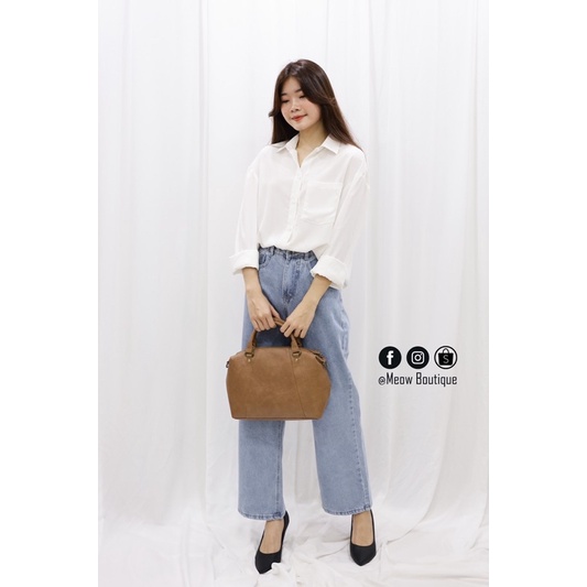 [Hình thật] Sơ mi trơn Freesize/ Oversize form rộng có túi Meow Boutique