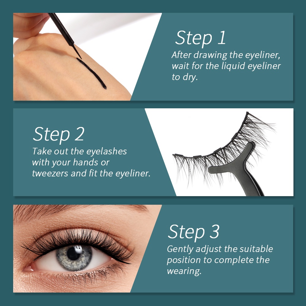 [Hàng mới về] Set 3 cặp lông mi giả từ tính 3D cong dày tự nhiên