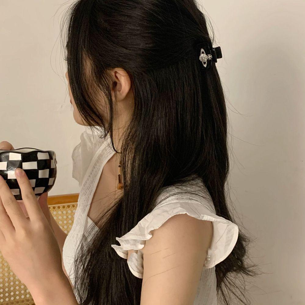 Kẹp Tóc Đính Đá Kim Cương Giả Kiểu Dáng Đơn Giản Ngọt Ngào Cho Nữ