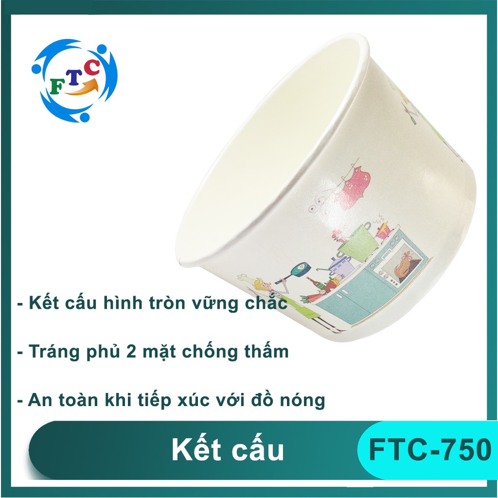 100 Hộp Giấy Tô Giấy Thực Phẩm FTC 🥗 750ML Chất Liệu Giấy Cao Cấp Dùng 1 Lần Đựng Cháo, Bún, Phở, Đồ Ăn Mang Về