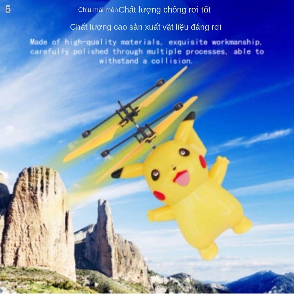 Máy bay treo cảm ứng điều khiển bằng tay thông minh cùng kiểu Pikachu Douyin đồ chơi phát sáng mini sạc cho bé tra