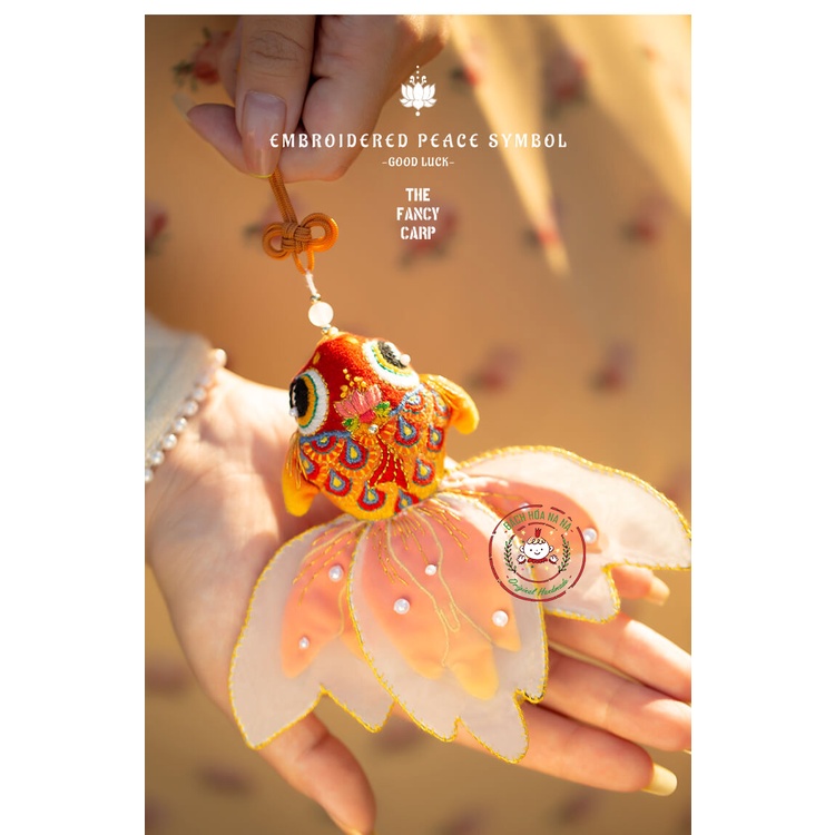 Bộ kit Gói Dụng Cụ Tự Thêu Tay Thủ Công đầy đủ Nguyên Liệu - Túi thơm DIY Handmade Cá và Ve - Bách hóa Na Na