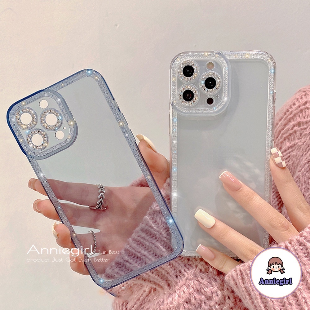 Ốp Điện Thoại TPU Mềm Mỏng Chống Sốc Đính Đá Lấp Lánh Sang Trọng Cho IPhone 14 13 12 11 Pro Max X XR 8 7 Plus