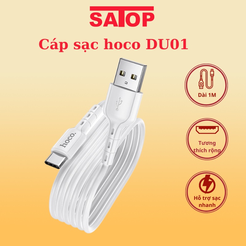 Cáp sạc nhanh và truyền dữ liệu Hoco DU01 USB to Micro/Type-C/IP sạc nhanh 2.4A/3A dài 100cm