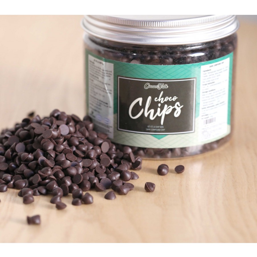 Sô Cô La Chíp Đen Black 300gr - Dark Chocolate Chip - nút áo viên nhỏ tam giác