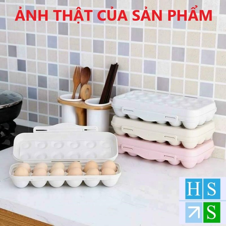 HỘP ĐỰNG TRỨNG (12 quả) Khay nhựa bảo quản trứng để tủ lạnh có nắp chống đổ (Mầu ngẫu nhiên) - HS Shop Thủ Đức