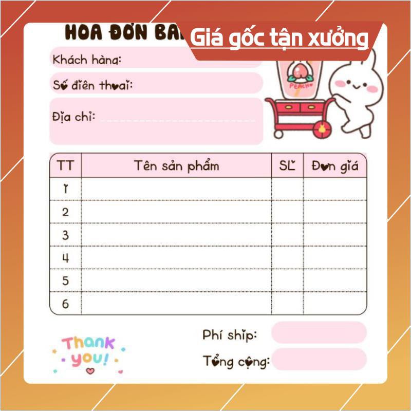 [Free ship] HOÁ ĐƠN BÁN HÀNG 1 LIÊN DỄ THƯƠNG CUỐN NHỎ